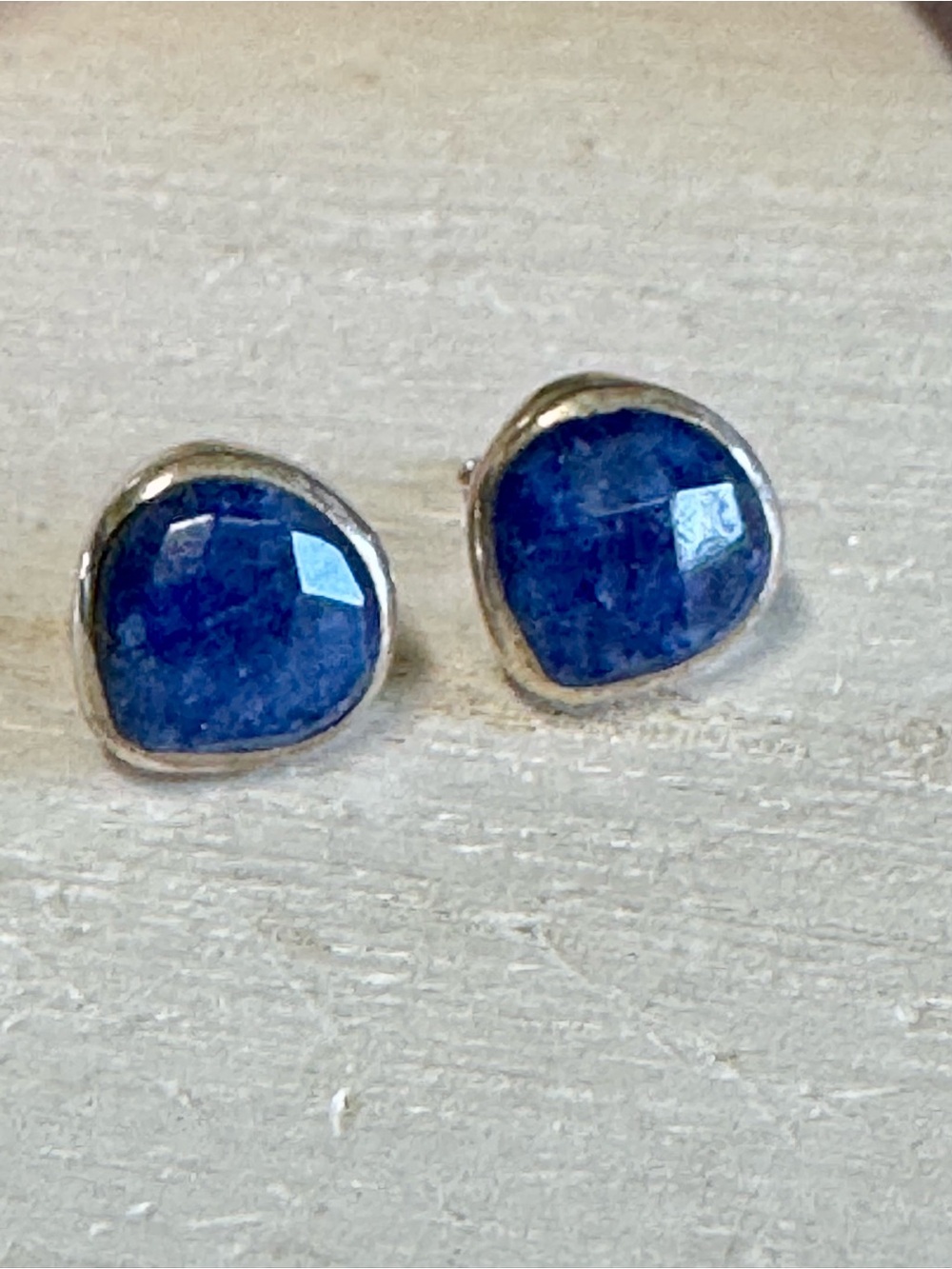 Blue Sapphire Sterling Silver Stud Earrings - Natural Sapphire